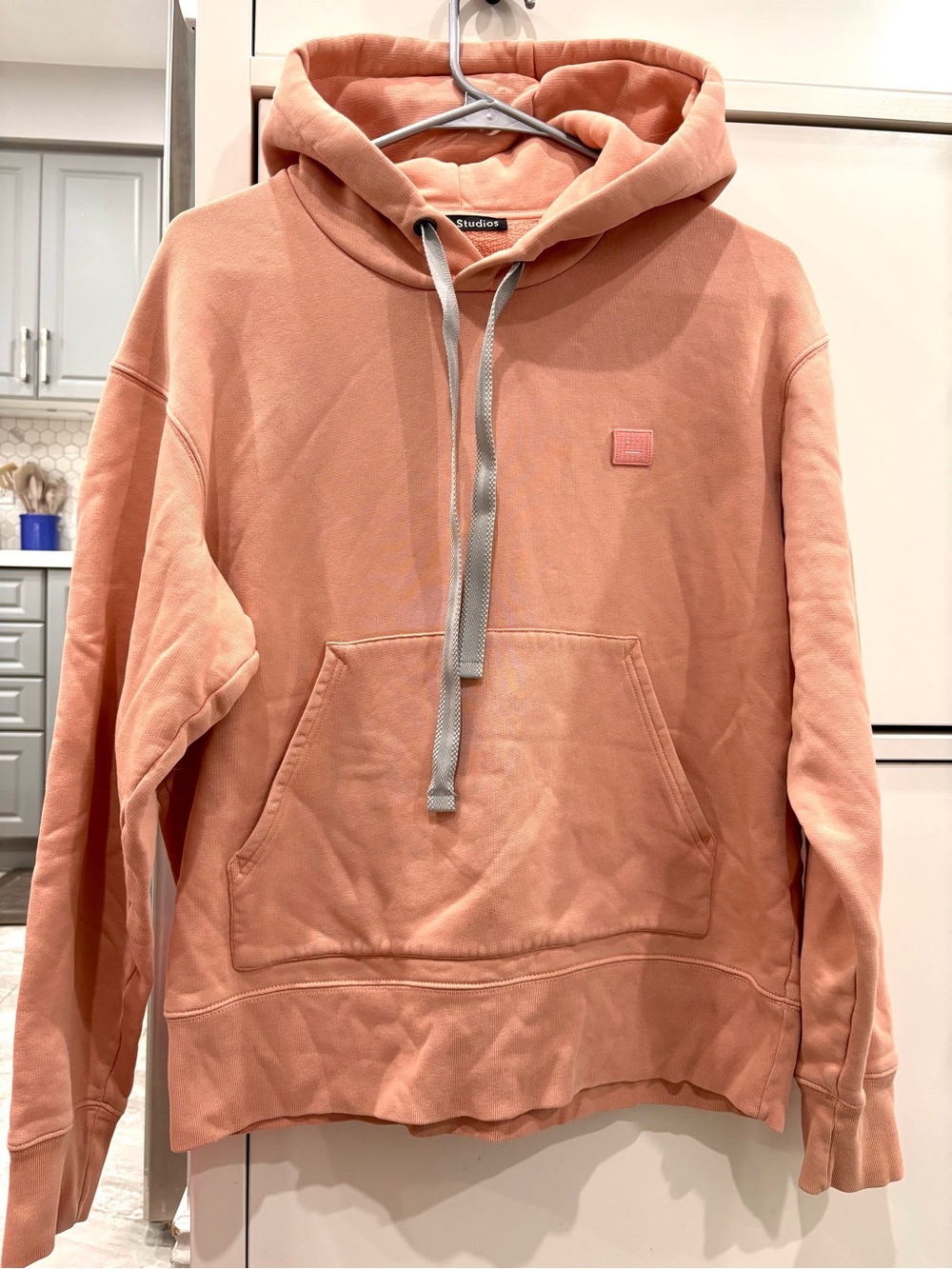 Acne Studios Ferris Face Hoodie Size Large Pink Salmon Peach Size S - Picture 2 of 6